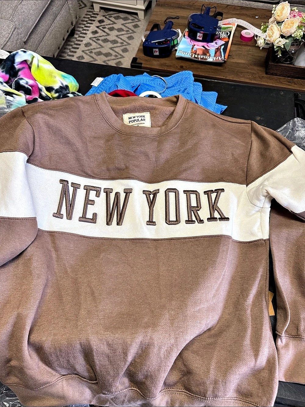 New York Popular New York Crewneck Sweatshirt Color Block New York Sweatshirt